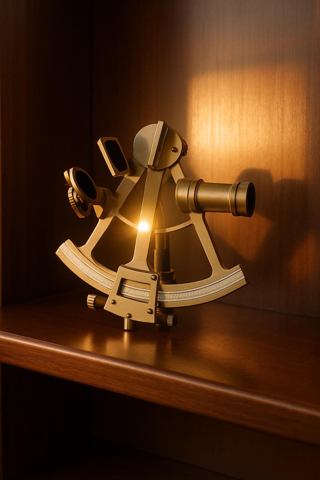 an antique brass sextant Pearce Memorial bronze plaque from the HMS Alliance, St-Nazaire, France